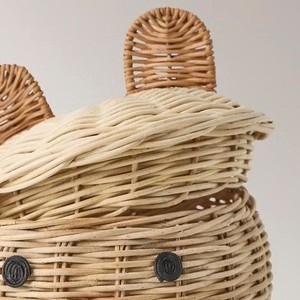 New Latest Design Handmade Bear Shaped Rattan Storage Basket <b>with</b> <b>Lid</b> Suitable for Baby Nursery Storage - Product Image 2