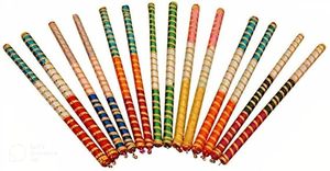 Imperial Brass Store - Par de palos de Dandiya de madera coloridos, accesorios tradicionales para el baile Garba, regalos para celebraciones y festivales, modelo - Product Image 5