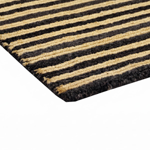 Alfombra de Lana con Textura Tonal Sólida en Negro, Dorado y Beige, Alfombra Moderna de Diseño Lineal, Antideslizante, Ecológica, con Pelo Grueso para Sala de Estar - Product Image 6