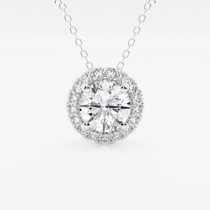 Pendentif halo en diamant rond cultivé en laboratoire de 2 1/3 CTW avec chaîne réglable en argent sterling 925, élégant collier en diamant, cadeau pour femme - Product Image 3