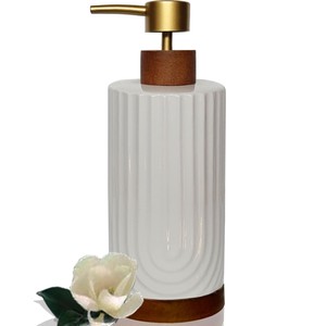 ที่จ่ายสบู่ไม้มะฮอกกานีทำมือสุดหรู พร้อมตกแต่งด้วยทองคำ - ขายส่ง - Product Image 3