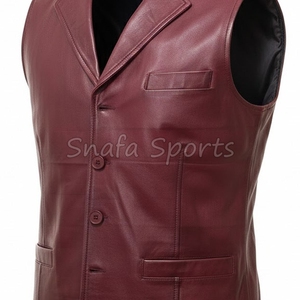 เสื้อกั๊กมอเตอร์ไซค์ขายส่ง แบบกำหนดเองสำหรับผู้ชาย หนังแท้คุณภาพสูง เสื้อกั๊กหนังสำหรับขี่มอเตอร์ไซค์ มีจำหน่าย - Product Image 3