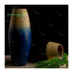 Supplier Home Decor Modern Large Decorative <b>Standing</b> Artisan Bamboo Tabletop <b>Vase</b> Coiled Shape Eco-Friendly Durable for Living - Product Image 3