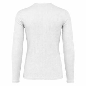 Camiseta térmica blanca personalizada de manga larga con cuello redondo, compresión, secado rápido, transpirable, estilo streetwear. - Product Image 2