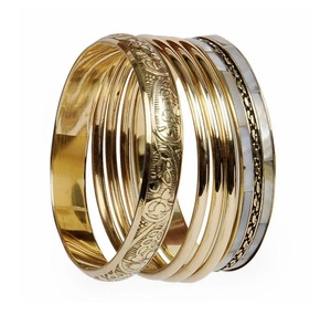 Conjunto de Brazaletes de Latón para Mujer, Brazaletes Clásicos Hechos a Mano con Flores de Moda, Joyería para Regalo de Boda - Product Image 1