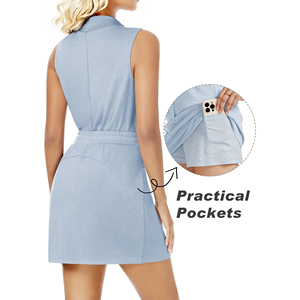 Conjunto de camiseta sin mangas y pantalones cortos de cuello alto para mujer, conjunto ligero para pickleball, conjunto transpirable de camiseta sin mangas y pantalones cortos de cuello alto para pickleball - Product Image 5