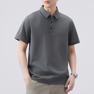 Polo à manches courtes pour homme, noir uni, 100% coton piqué, coupe décontractée - Product Image 5