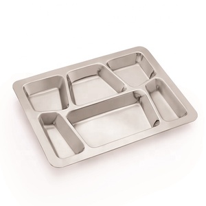 Stainless Steel 6-Compartment Serving <b>Tray</b> Rectangle Minimalist Design Dishwasher Safe <b>Mirror</b> Polish Finish - Product Image 2