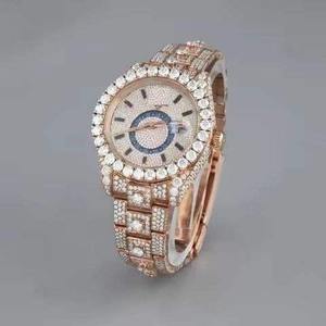 Elegante reloj de diamantes Moissanite con incrustaciones completas para hombre, con un diseño de reloj de lujo elegante. - Product Image 3