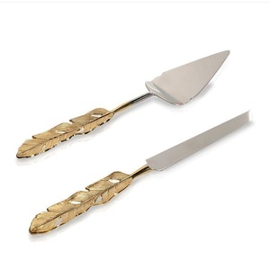 Ensemble de service de 2 couverts en acier inoxydable couleur or en métal couverts de restaurant de mariage royal - Product Image 2