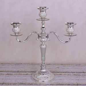 Candélabre de table en argent plaqué, 3 ou 5 bras, style européen classique, porte-bougie en métal pour décoration de banquet formel - Product Image 5