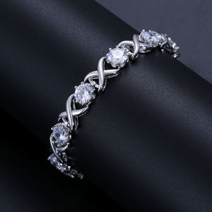 Luxury Men's 18K Gold Plated Chain <b>Bracelet</b> Round Diamond Claw Setting Geometric Link Design Everyday Wear Jewelry - Product Image 2