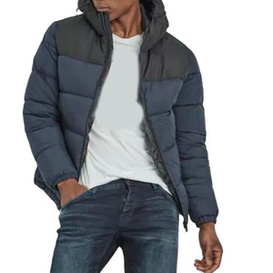 Chaqueta Acolchada Azul con Capucha para Hombre, Estilo Casual de Invierno, Gruesa, con Cierre de Cremallera, Color Sólido, Corte Corto, Ajuste Regular - Product Image 5