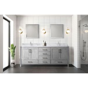 <b>Distressed</b> Grey 80 In. W X 22 In. D Double Bath Vanity with Carrara Marble Top and 30 In. <b>Mirrors</b> Includes Faucet Set - Product Image 3