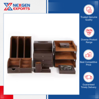 Distributeur mondial vendant un ensemble de bureau de rangement fait main en cuir PU de haute qualité, sur mesure, à trois couches et respectueux de l'environnement