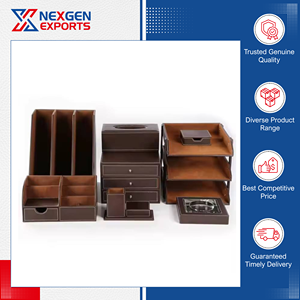 Global Distributor Selling High Quality Custom Size Design PU Leather Three-Layer Eco-friendly Handmade Storage Box <b>Desk</b> Set for - Product Image 2
