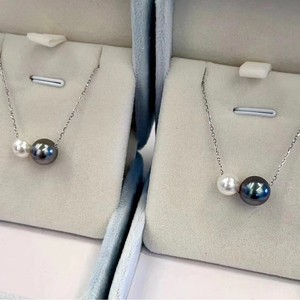 Collier Akoya Tahiti personnalisé haut de gamme de Zhuji, double rangée de perles, avec pendentif en or 18 carats, style élégant en eau de mer naturelle - Product Image 4