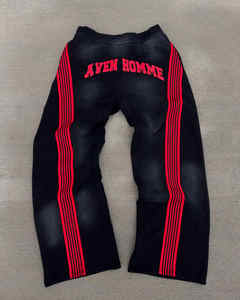 Manufacturer's Unisex Casual and <b>Tactical</b> Striped <b>Pants</b> Sun Faded Stone Washed Embroidery Patch Sweatpants for Men and Women - Product Image 4