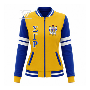 เสื้อแจ็คเก็ตวาร์ซิตี้สำหรับผู้หญิง แบรนด์กรีก Sigma Gamma Rho Sorority แบบขายส่ง ปักลายตามสั่ง ซิปแบบรูดขึ้นลง - Product Image 1