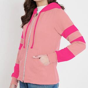 Sweat à capuche zippé décontracté en coton pour femme avec logo imprimé personnalisé sur le devant, tissu respirant et anti-boulochage - Product Image 1
