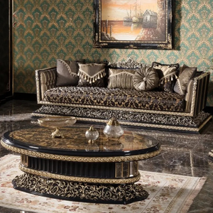 Juego de Sofás Seccionales de Diseño Francés de Lujo Europeo, Tallados en Madera de Caoba, Tapizados a Mano, Hechos en Indonesia - Product Image 3