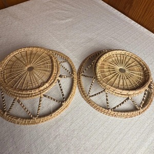 Ensemble de paniers de rangement en rotin naturel tissé à la main, design moderne écologique, multi-usages, décoration murale/de table, forme ovale - Product Image 3