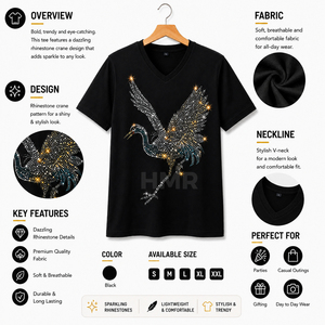 เสื้อยืดคริสตัลรูปนกอินทรี HMR Brotherhood สำหรับผู้ชาย สีดำ สไตล์ฮิปฮอป ลำลอง ผ้าฝ้าย ผลิตโดย OEM - Product Image 6