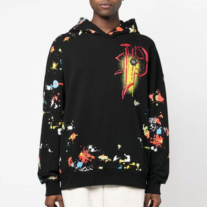 Oversized Hooded Sweatshirt Men's Cotton Knitted <b>Spray</b> Printed Streetwear Autumn Wear - Product Image 1
