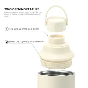 Bouteille isotherme en acier inoxydable à double paroi de 500 ml avec double ouverture, maintien thermique de 12 à 24 heures, design minimaliste pour - Product Image 4