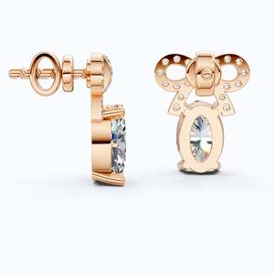 ต่างหูเพชรทรงรีสีเหลืองทอง 10KT เพชรเพาะเลี้ยงในห้องปฏิบัติการ รูปโบว์ ประดับเพชรแบบ Pave ดีไซน์ริบบิ้น เครื่องประดับชั้นดี สไตล์หรูหรา ได้รับการรับรองจาก IGI - Product Image 5