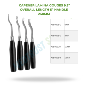 Capener Lamina Gouges 240mm Instrument chirurgical neurochirurgical pour la décompression vertébrale et les procédures d'extraction osseuse - Product Image 2