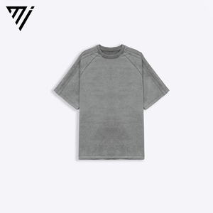 T-shirt gris délavé de qualité supérieure pour homme, coupe ample, en coton tricoté léger, style estival, confortable et durable - Product Image 1