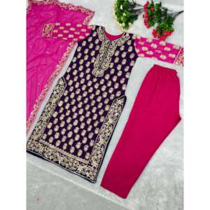 Hermoso conjunto de traje de fiesta para mujer con pantalón superior Dupatta - Product Image 3