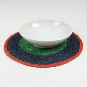 Manteles Individuales Redondos de Mimbre Trenzado de Seagrass Verde y Azul, Hechos a Mano y Sostenibles, para Mesa de Comedor, Decoración para Restaurantes, Venta al por Mayor - Product Image 2