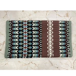 Couverture de selle en laine de qualité, style Navajo du Sud-ouest, en coton vert et marron, pour équipement équestre western - Product Image 1