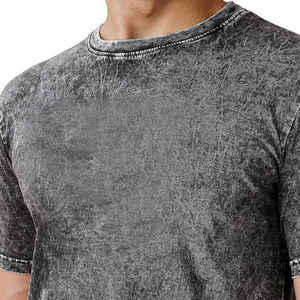 Camiseta de Hombre al por Mayor con Lavado Ácido, Estilo Urbano Hip Hop, 100% Algodón, con Logotipo Personalizable, Oversize Vintage - Product Image 5
