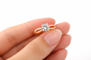 Bague de fiançailles en diamant, argent sterling 925, faite à la main, pour anniversaire de mariage, or rose - Product Image 5