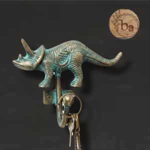 Blue Brass Dinosaur Wall Hook Cast Iron Animal Design Handmade Single Hook Eco-Friendly Durable Vintage for Clothing Novelty - Product Image 1