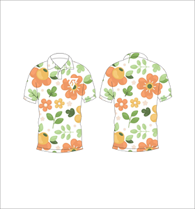 Polo con estampado floral para hombre, camiseta de golf informal de manga corta con flores blancas y naranjas para verano - Product Image 6
