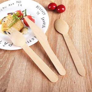 Ensemble de couverts jetables écologiques en bois (cuillère/fourchette/couteau) – Sûrs pour les aliments, parfaits pour les fêtes, petites cuillères à café et à glace - Product Image 2