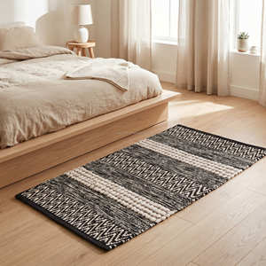 Tapis Bohème en Coton avec Motifs Tribaux en Diamant pour Salon, Chambre et Collections d'Intérieur de Boutique - Product Image 2