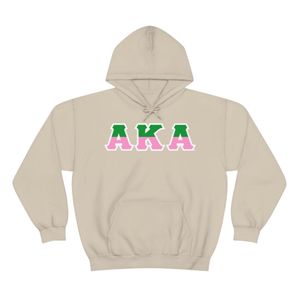 เสื้อฮู้ดสีเบจปักตัวอักษรสีเขียวและชมพู ผ้าฟลีซ แขนยาว มีกระเป๋าจิงโจ้ สไตล์ลำลอง ใส่ได้ทั้งชายและหญิง - Product Image 1