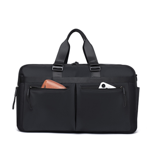 Unisex Nylon Gym Duffle Bag With Adjustable Strap Large Capacity Zipper Closure Solid Black Casual Fitness Bag - Product Image 3
