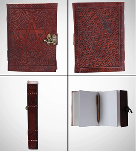 Diario de Cuero Genuino con Tapa Dura y Costuras Cosidas, Diario con Pentagrama Grabado, Cuaderno de Viaje de Alta Calidad, Cuaderno de Dibujo con Papel de Algodón - Product Image 5