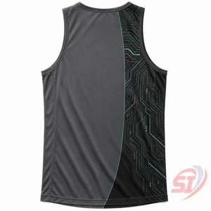 Technical Print <b>Men</b>’s Sports Tank Top Breathable Performance Training <b>Singlet</b> - Product Image 4