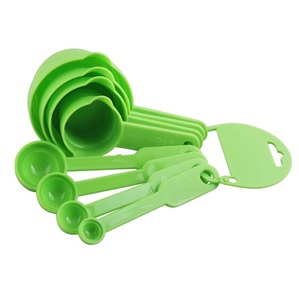 <b>Measuring</b> Spoon and <b>Cup</b> <b>Set</b> 8 Pieces Plastic Green Pack of 1 Mix Size EC-Spoon-Green - Product Image 1