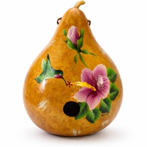 Handcrafted Acacia Wood Rectangle Birdhouse Set-Tabletop Installation Hand-Painted Botanical Design Wholesale - Product Image 4