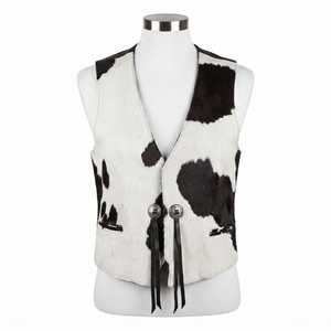 Chaleco de Piel Sintética con Estampado Animal para Hombre, Cuello en V, Doble Botonadura, Ropa Exterior Informal con Cintas, para Otoño - Product Image 1