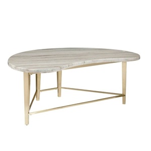 Table basse minimaliste en métal avec plateau en verre, design de mobilier contemporain pour un aménagement élégant du salon - Product Image 2