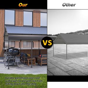 Abri de voiture tout temps en métal galvanisé extérieur robuste de 12X20 FT pour voitures bateaux camions SUV couleur noire - Product Image 3